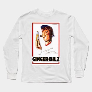 GINGER BILZ Vintage Soda Beverage Advertisement by Achille Mauzan Lithograph Long Sleeve T-Shirt